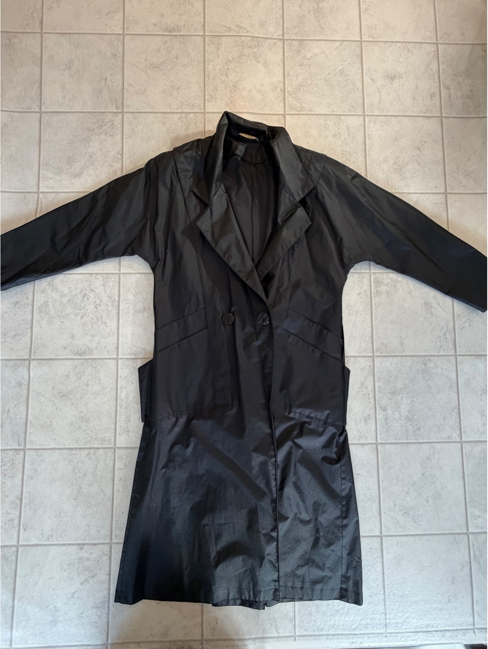Black double-breasted long coat